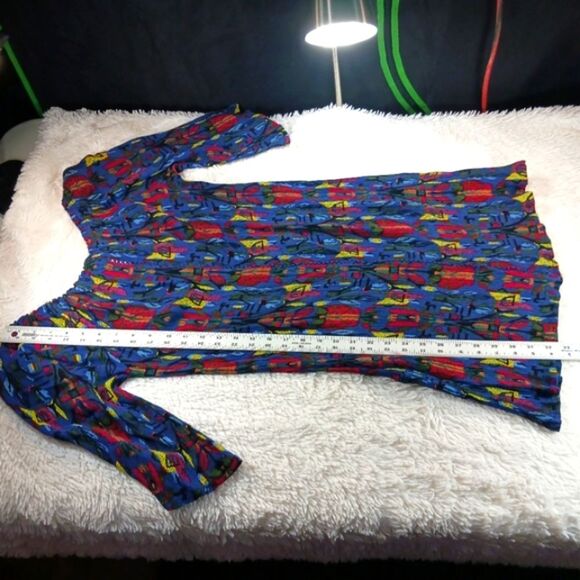 Urban Mangoz Off Shoulder Cotton Stretch Colorful Abstract Midi Dress Large - Picture 6 of 6